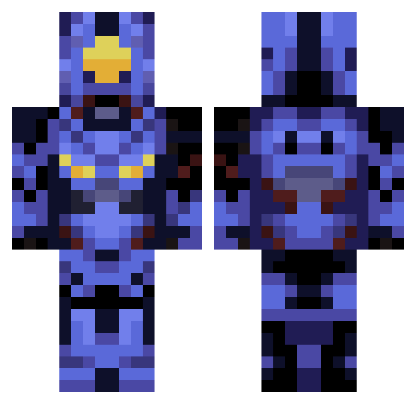 Boheker Minecraft skin, front and back view