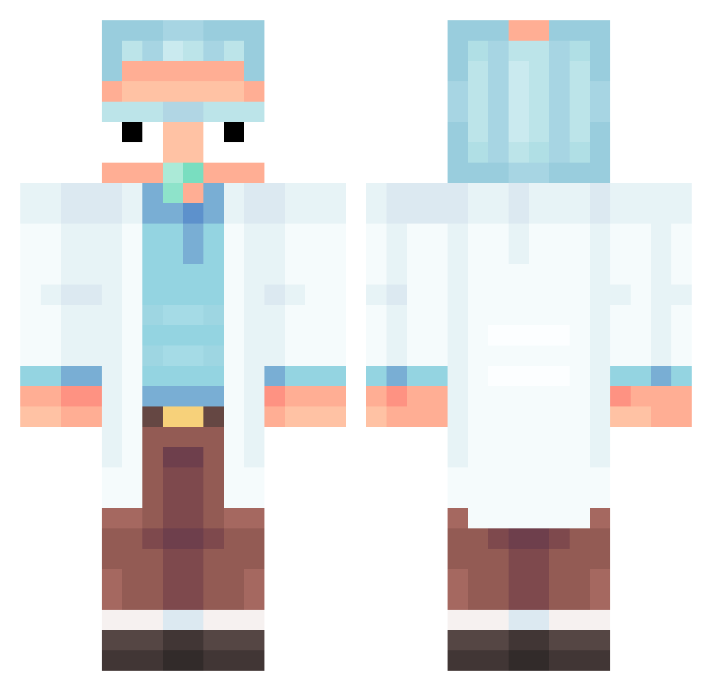 Skragley Minecraft skin, front and back view