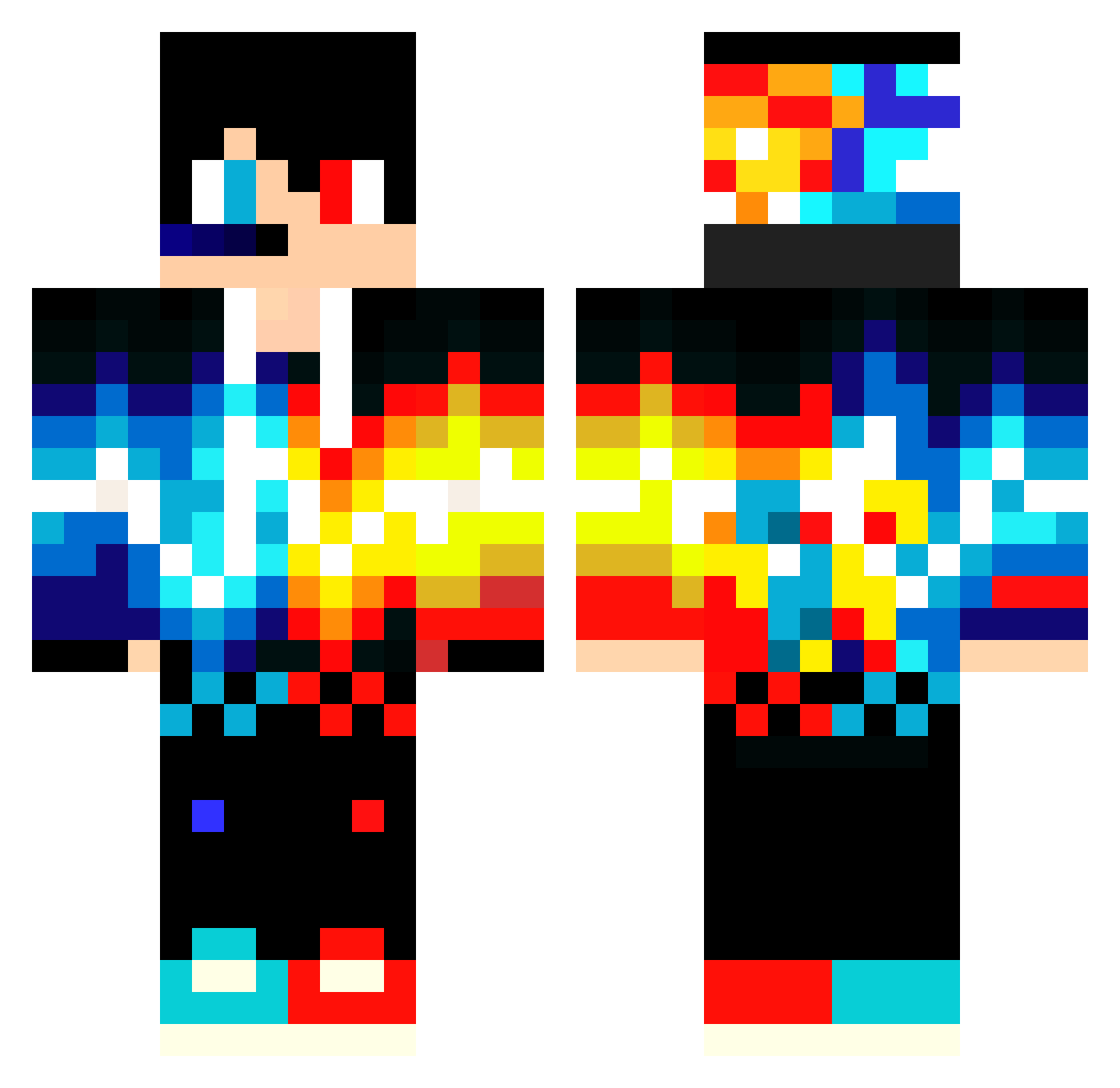 aguazinX Minecraft skin, front and back view