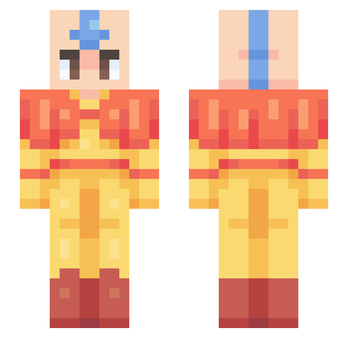 Ghawa Minecraft skin, front and back view