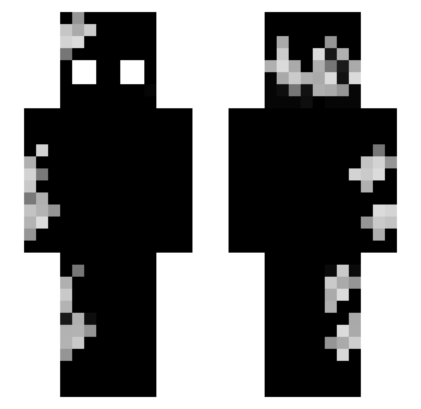 Nuznel Minecraft skin, front and back view