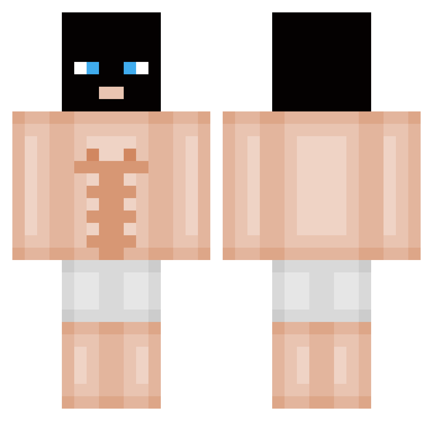 packpvp Minecraft skin, front and back view