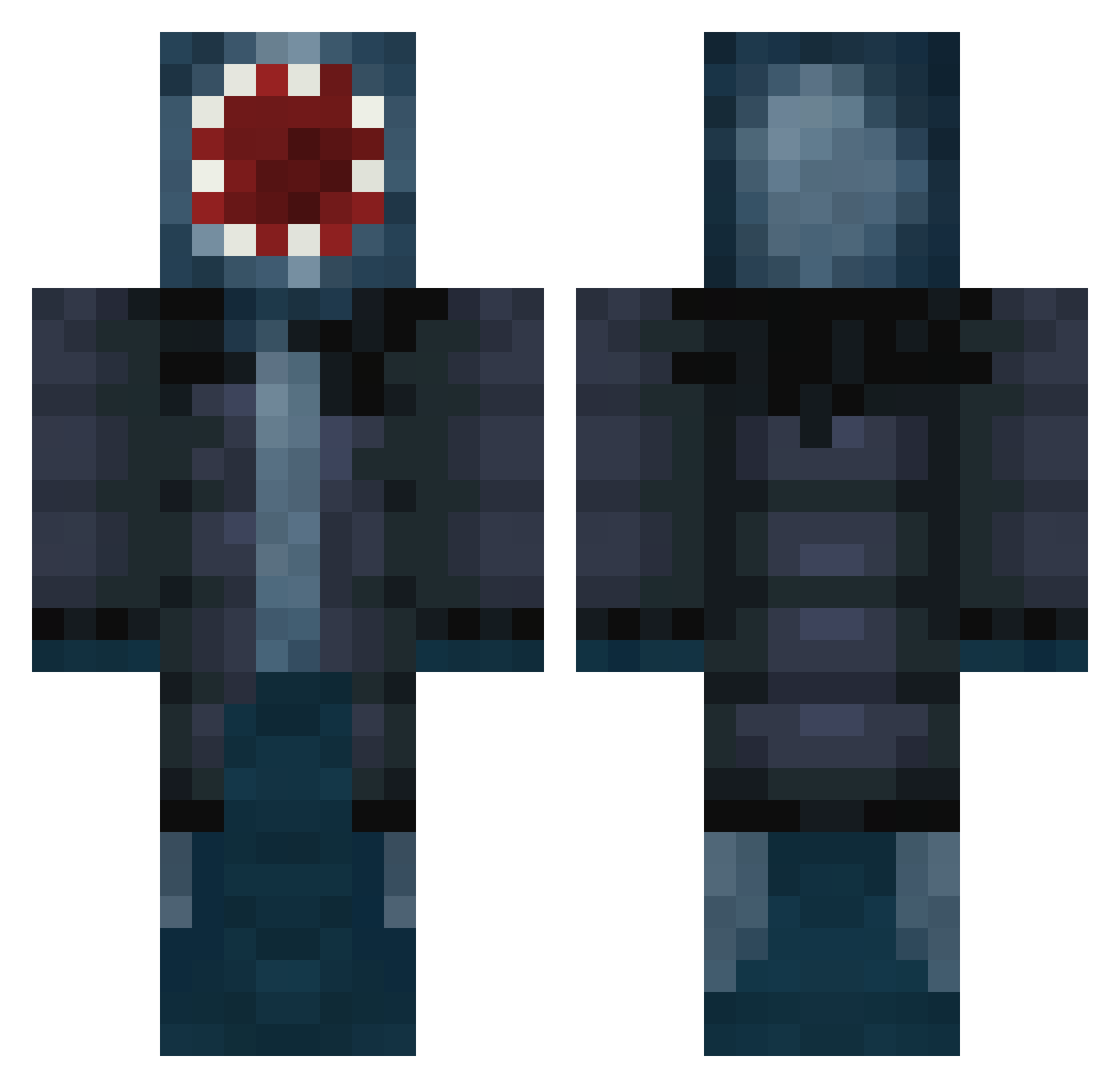 UniverseC_sky Minecraft skin, front and back view