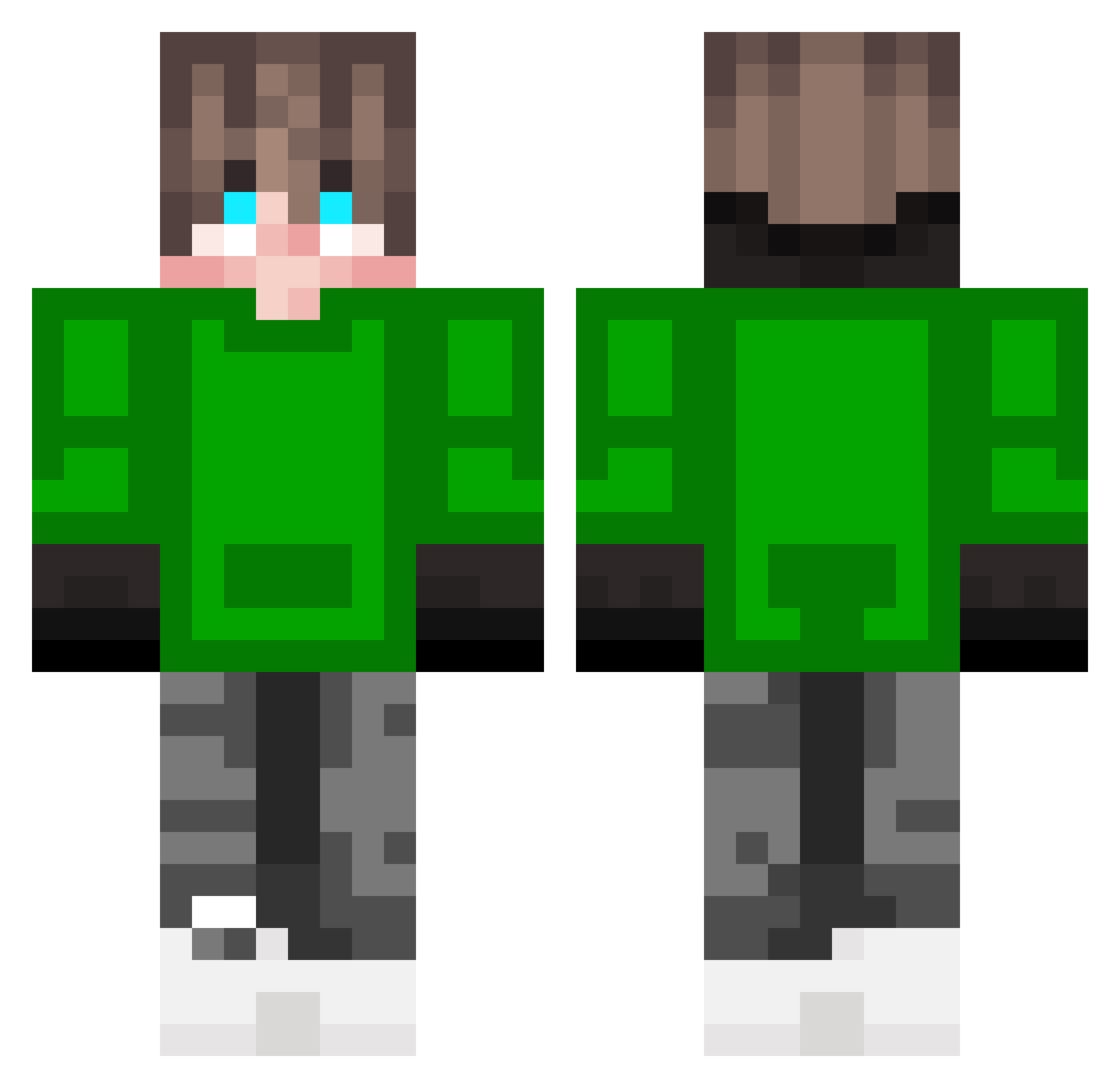 TendyHG Minecraft skin, front and back view