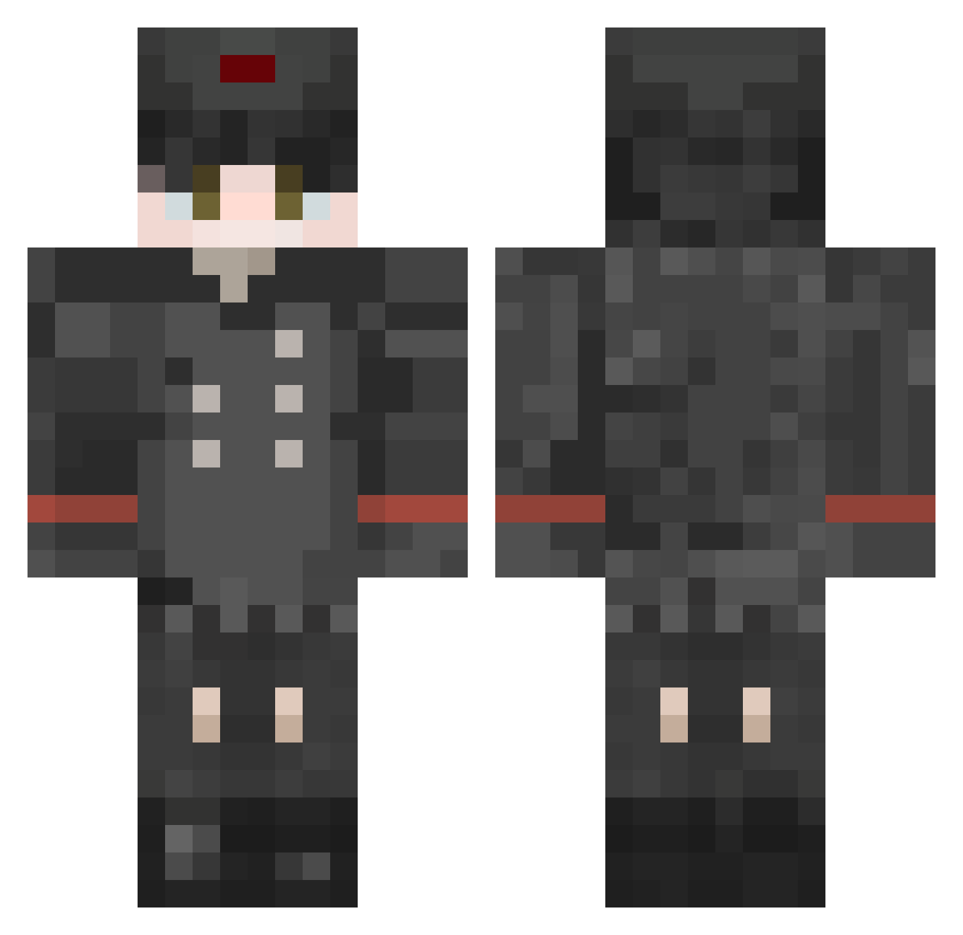 bxvyuh Minecraft skin, front and back view