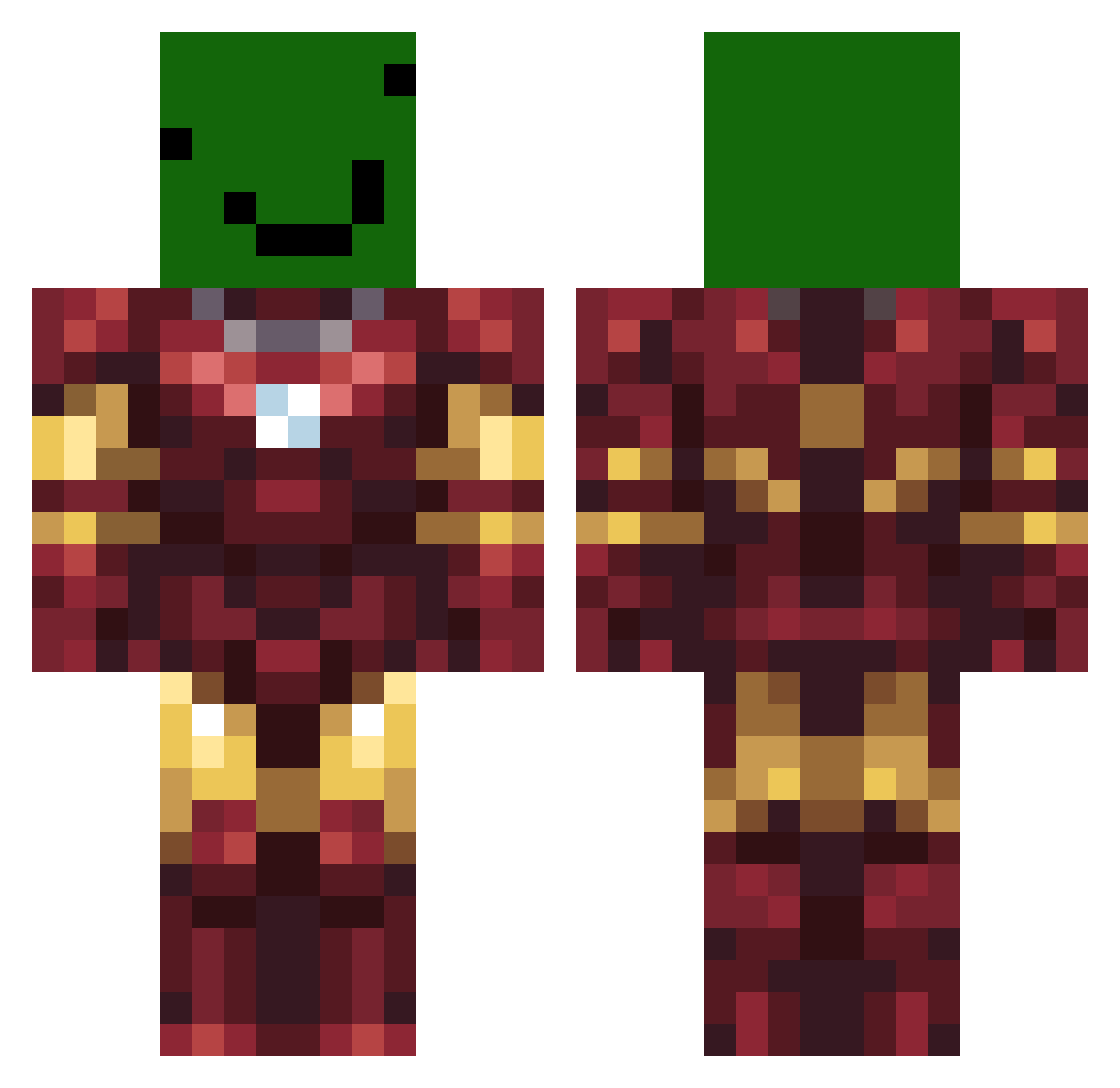 IronMan2406 Minecraft skin, front and back view