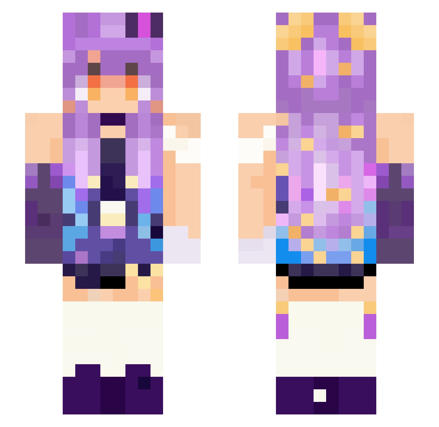 StarrPuff Minecraft skin, front and back view