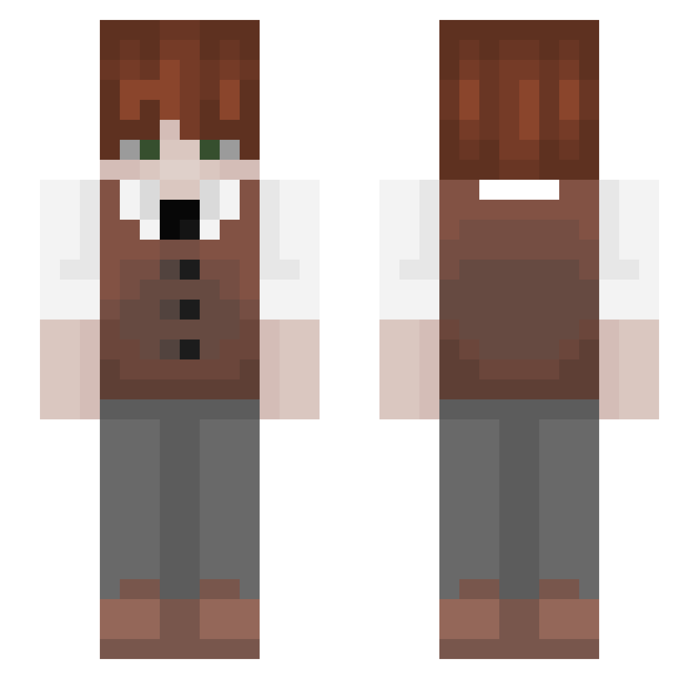 Warrior64 Minecraft skin, front and back view