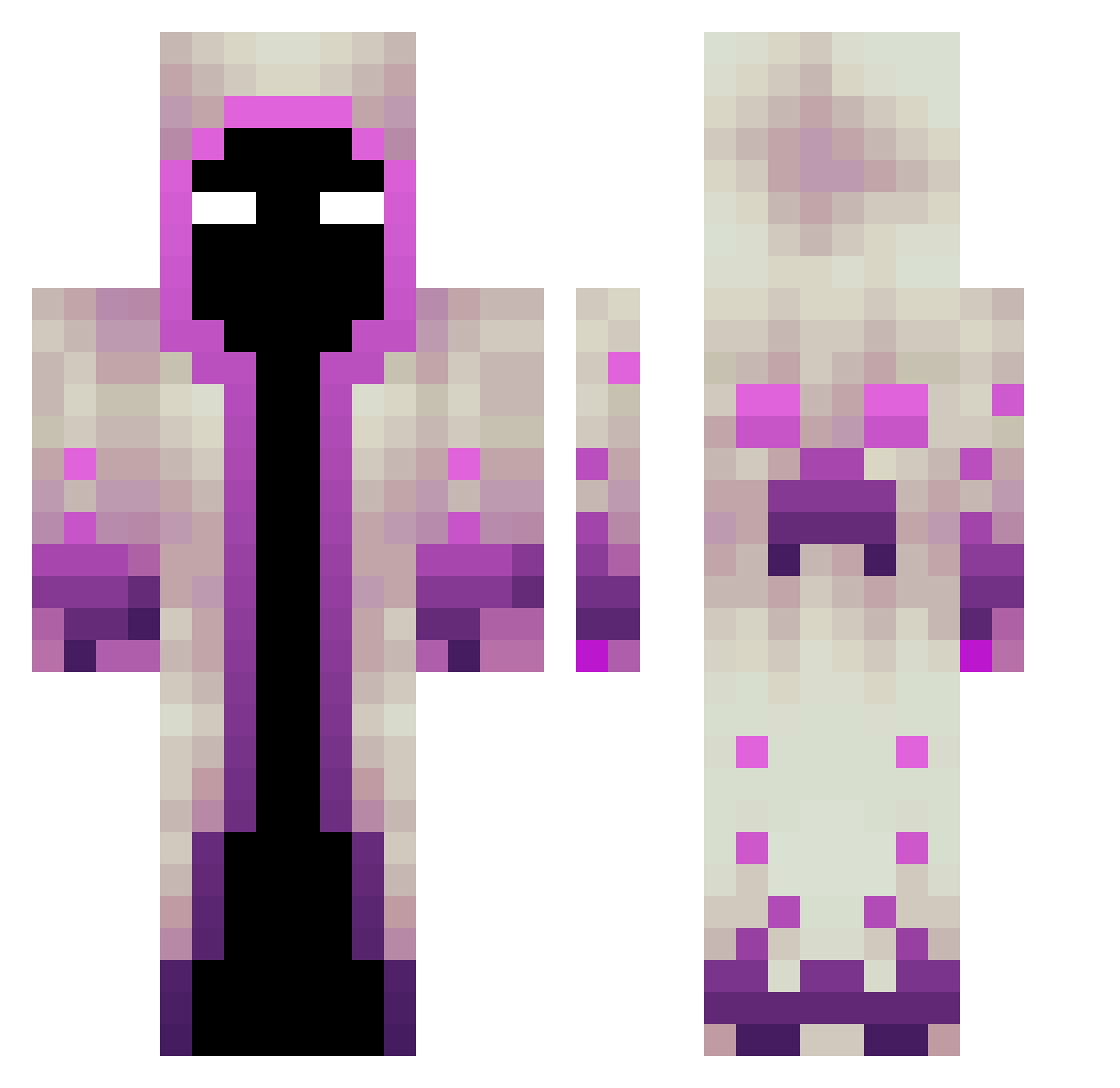SDRHarvester Minecraft skin, front and back view