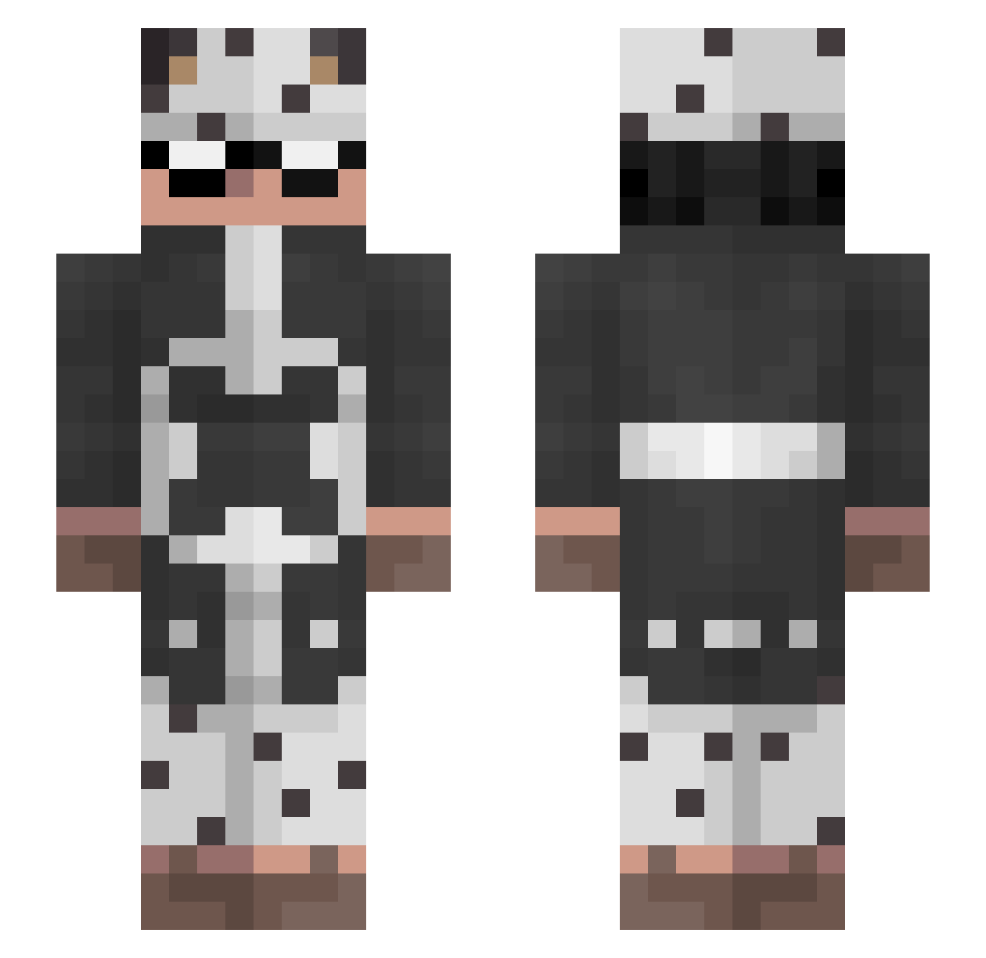 PickelsMcGee Minecraft skin, front and back view