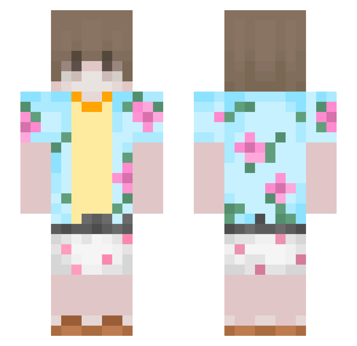 Rqbinson Minecraft skin, front and back view