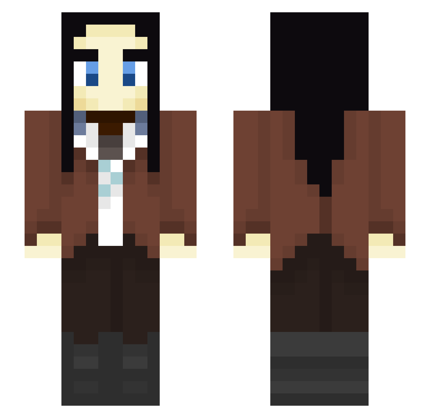 Reldas2004 Minecraft skin, front and back view