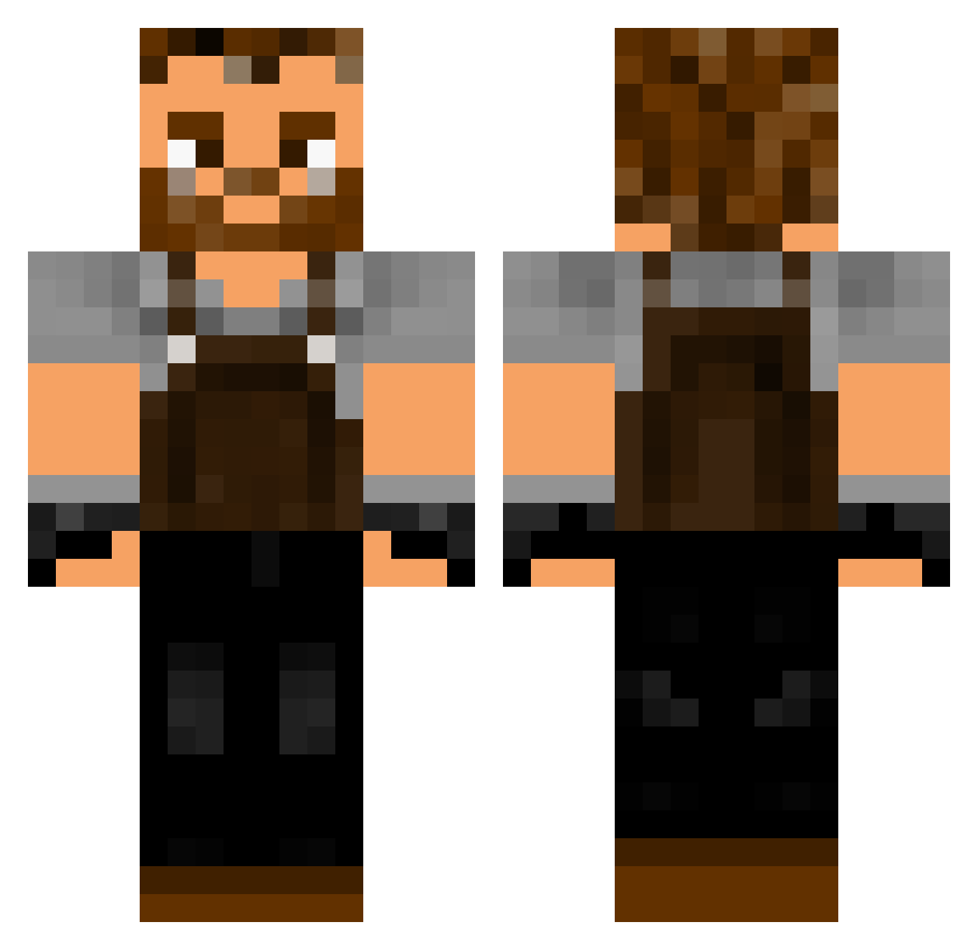tilled Minecraft skin, front and back view