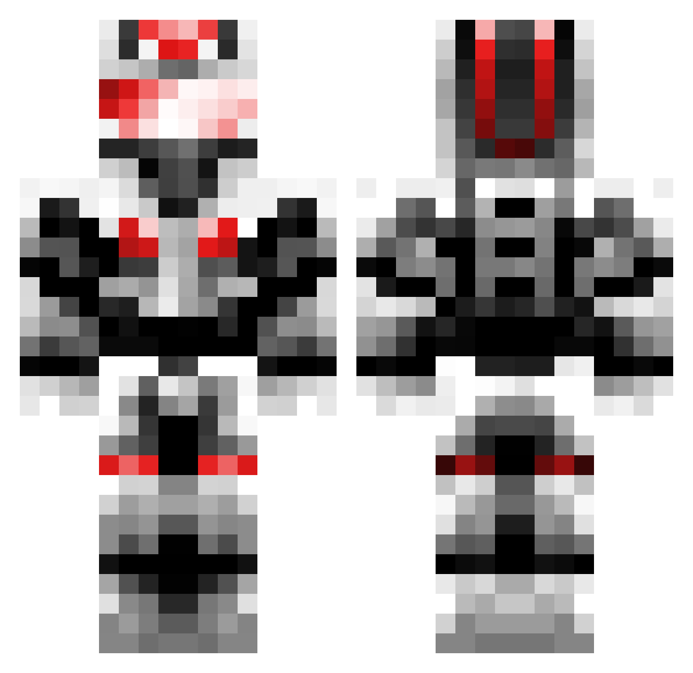 JeedRB Minecraft skin, front and back view
