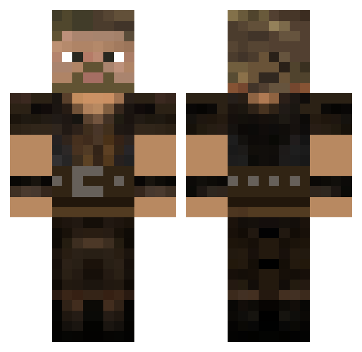 Spust3rr Minecraft skin, front and back view