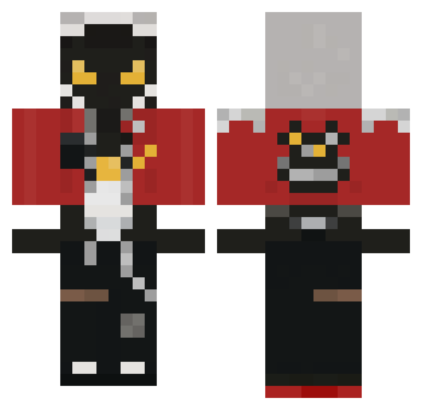 Ultraviolence2 Minecraft skin, front and back view