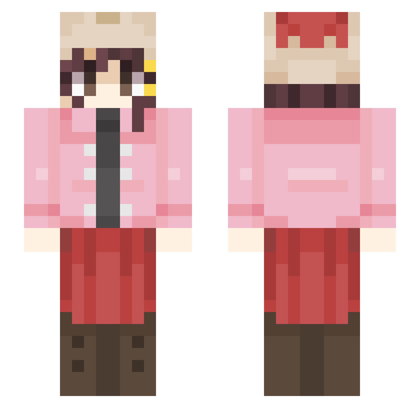 Sch00b Minecraft skin, front and back view