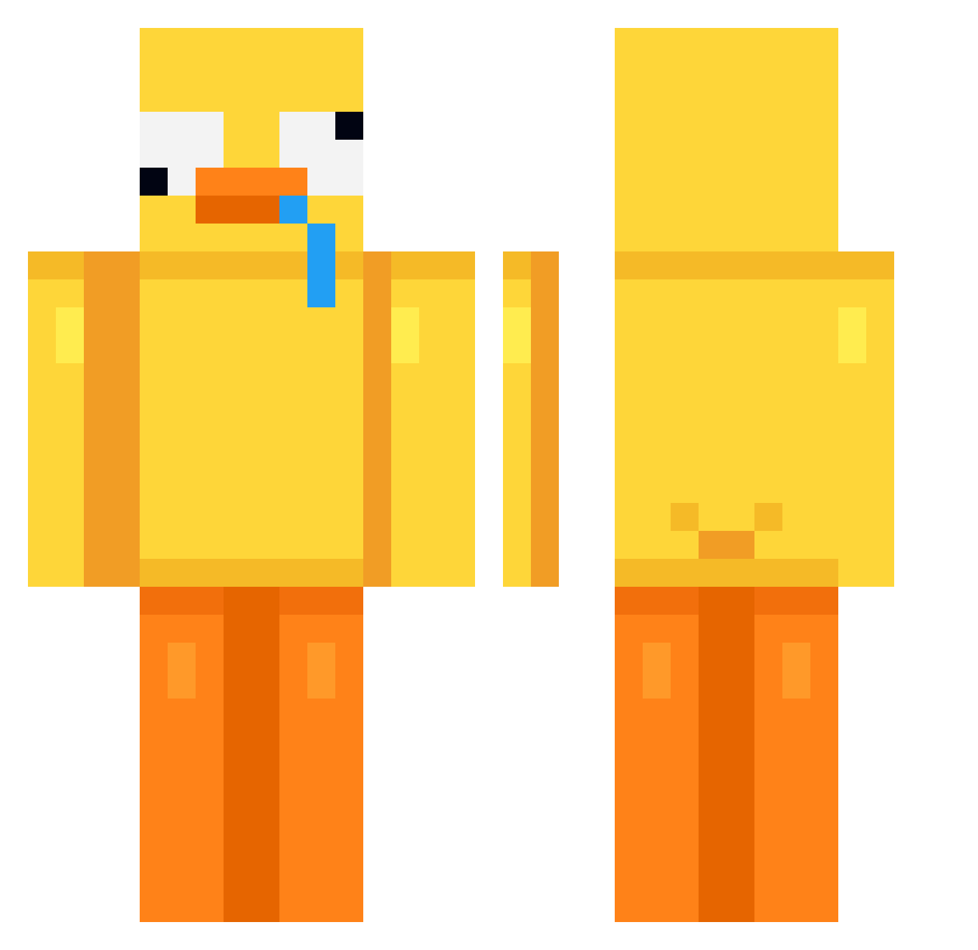 Zaptosen Minecraft skin, front and back view