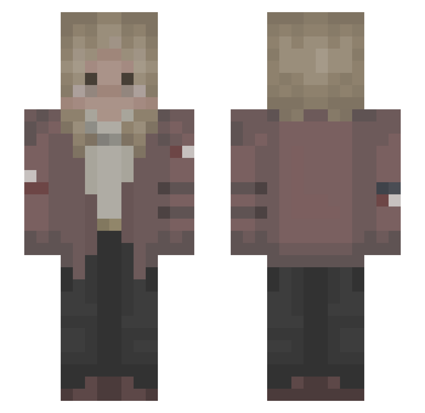 TheCalcutter Minecraft skin, front and back view