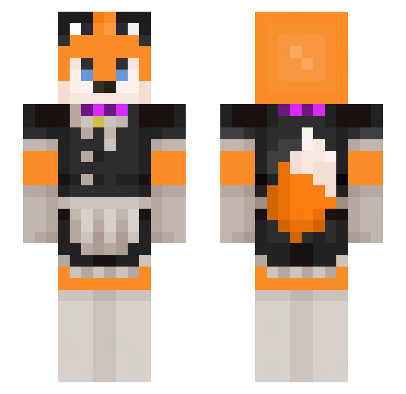 Toolhouse Minecraft skin, front and back view