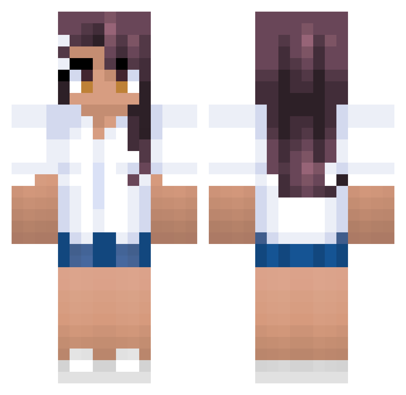 Cleptomane Minecraft skin, front and back view