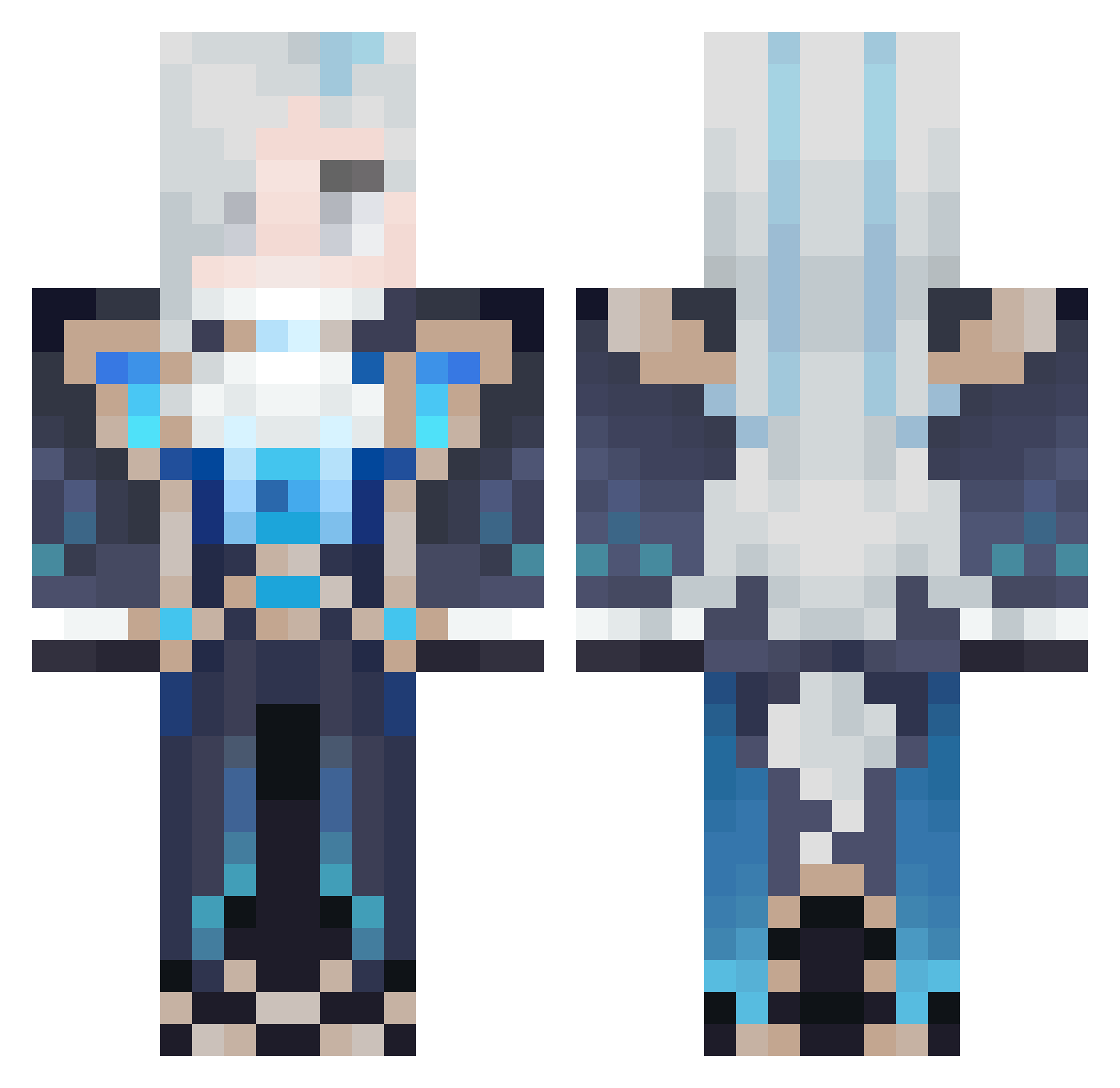 poukabot Minecraft skin, front and back view