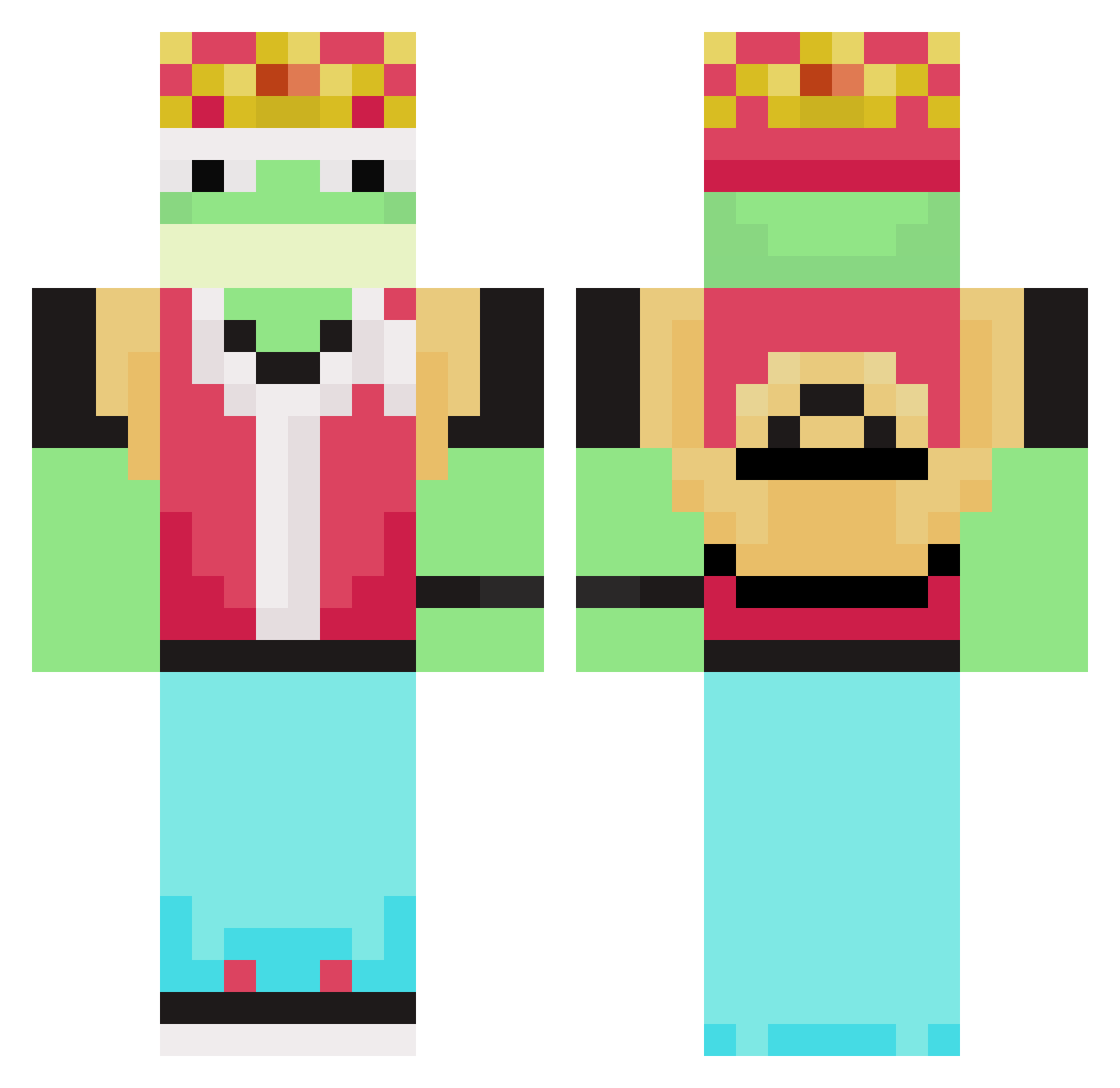 Sxrin Minecraft skin, front and back view