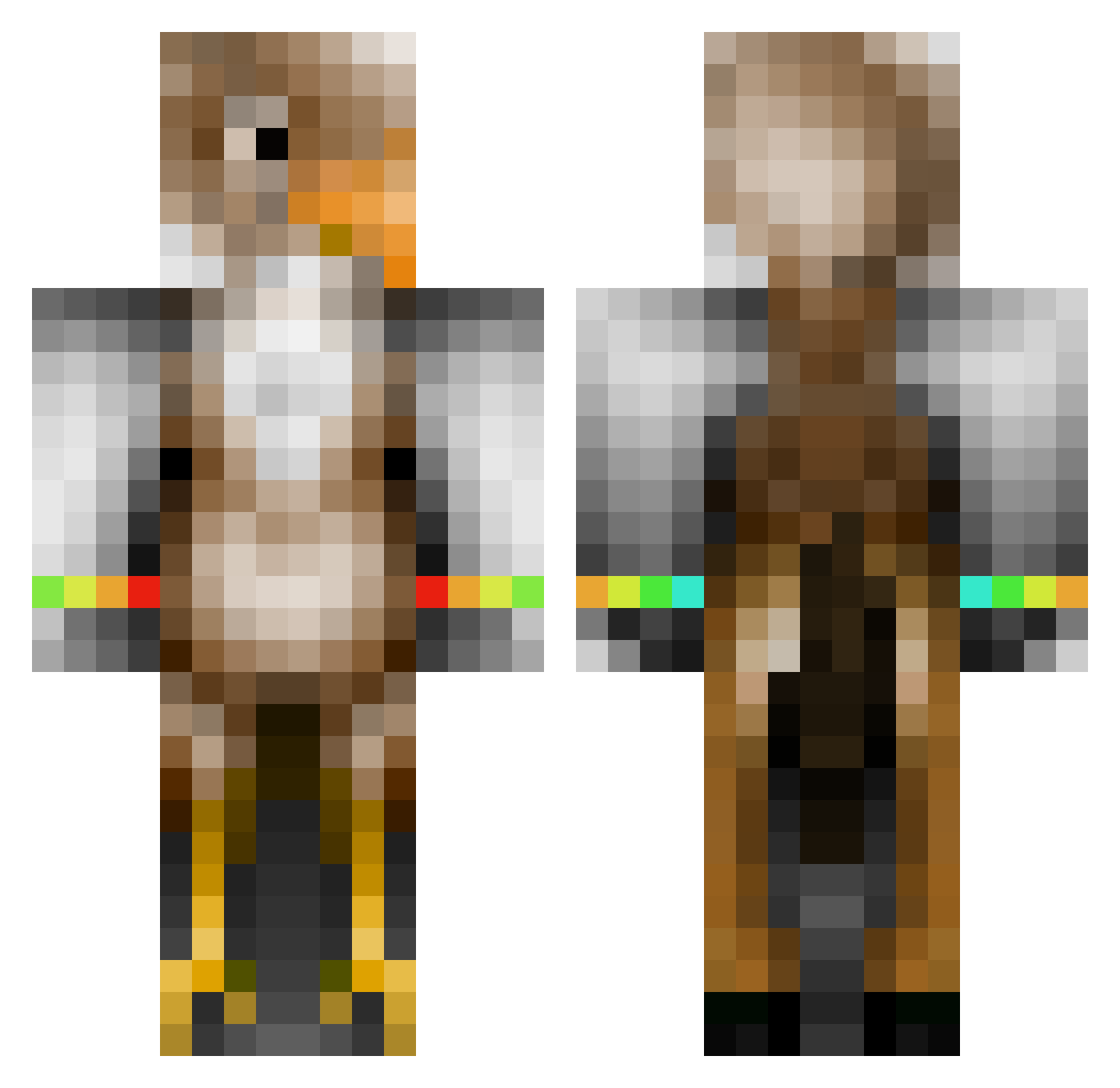 Arna Minecraft skin, front and back view