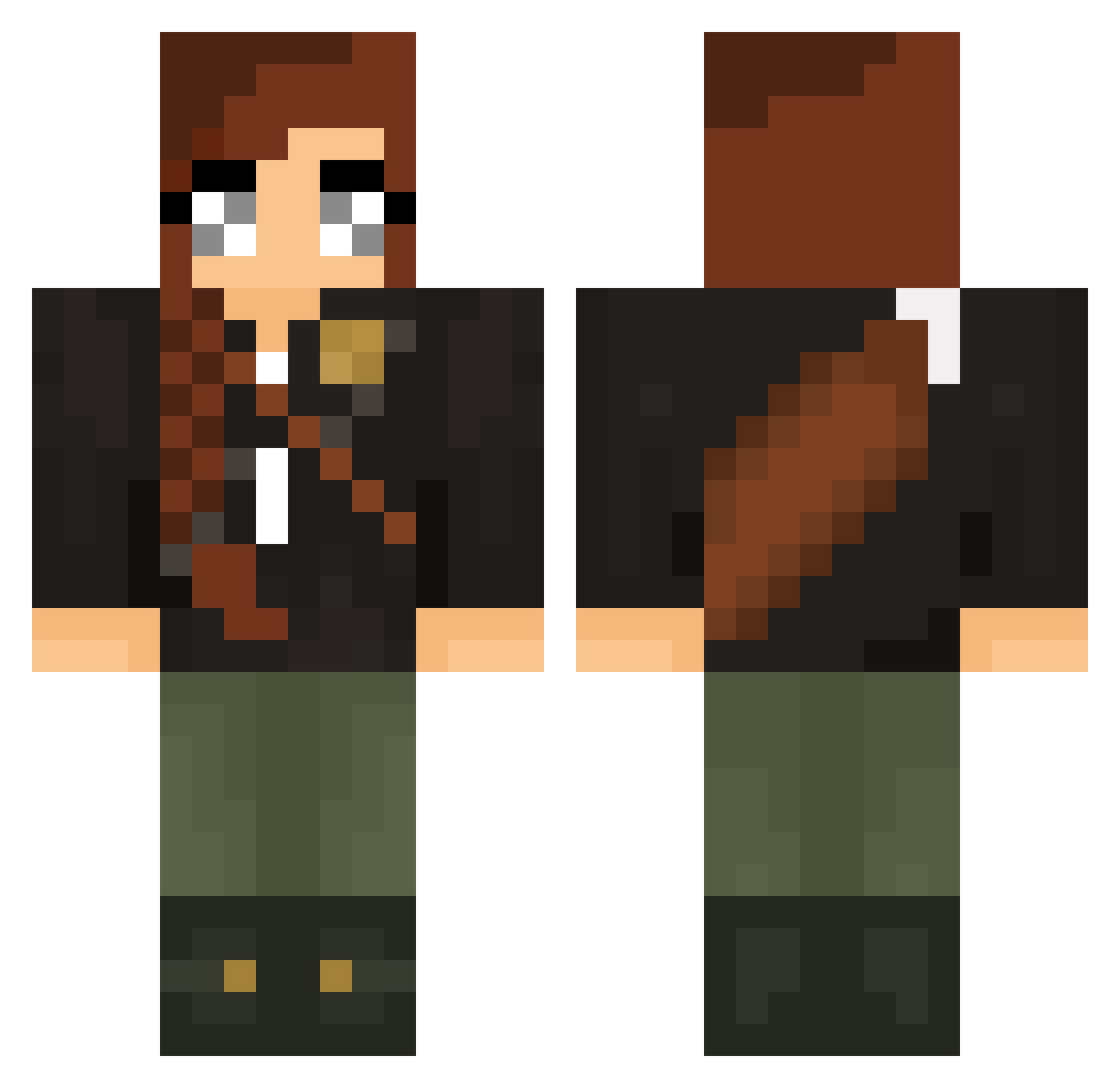 Musicale Minecraft skin, front and back view