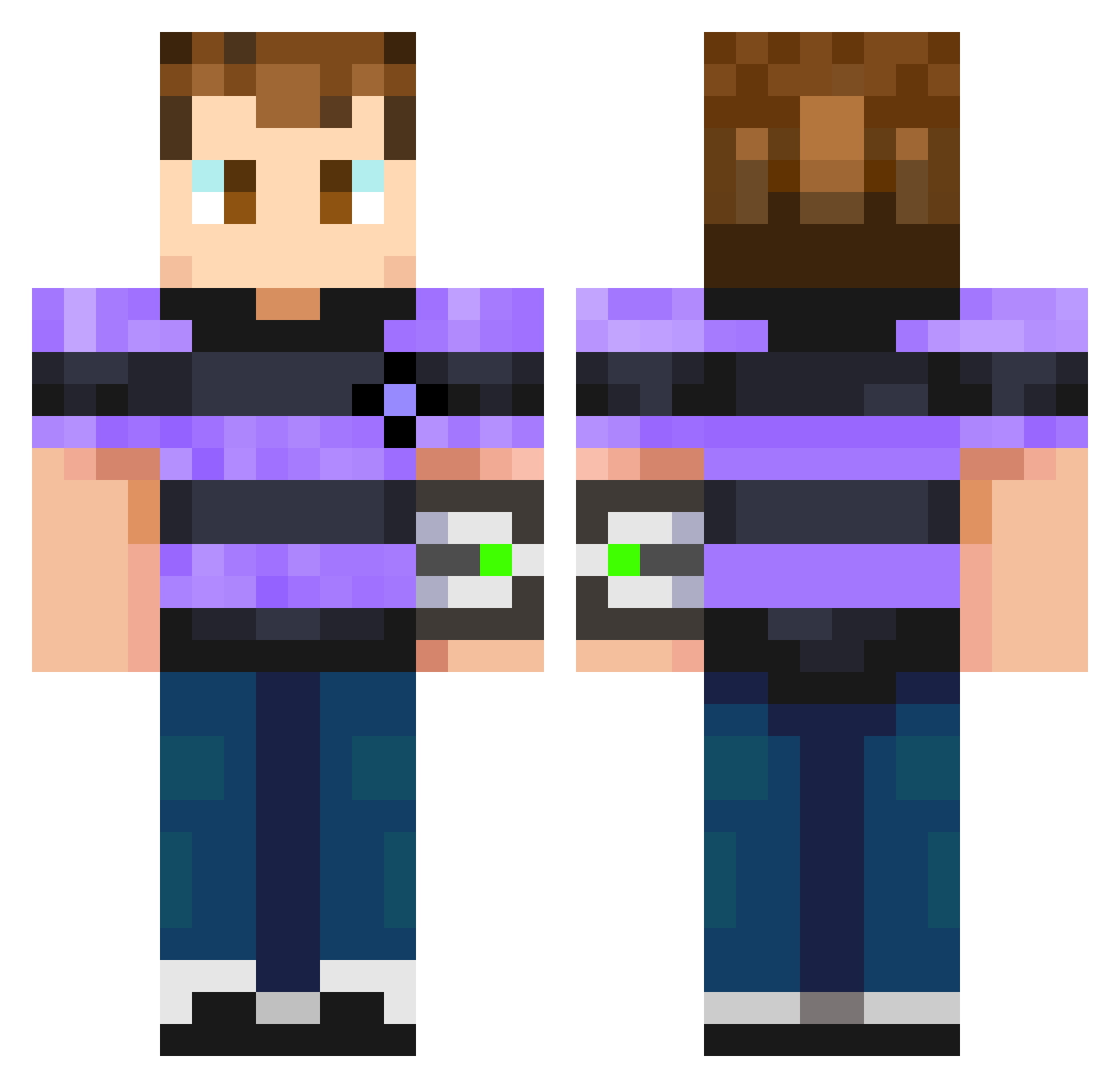 xv1er Minecraft skin, front and back view