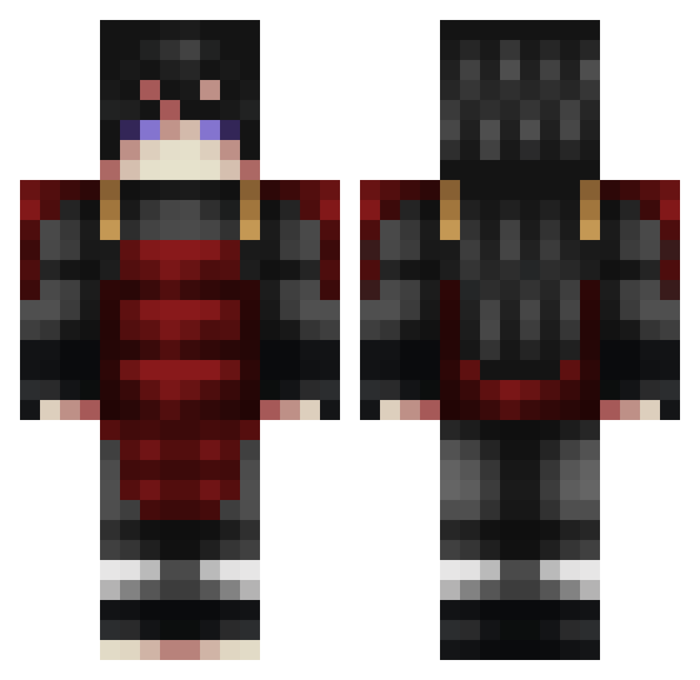 2O4 Minecraft skin, front and back view
