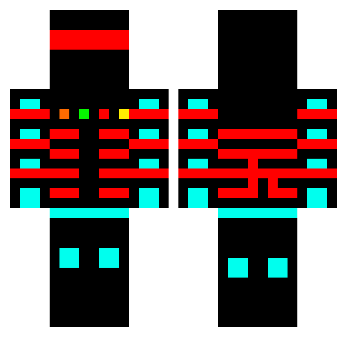 DxMiguel Minecraft skin, front and back view