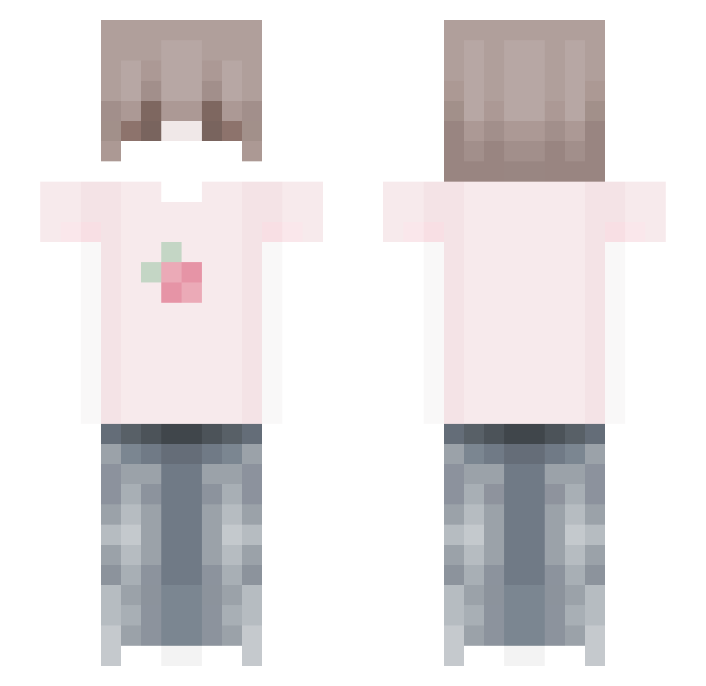 Strawberries Minecraft skin, front and back view