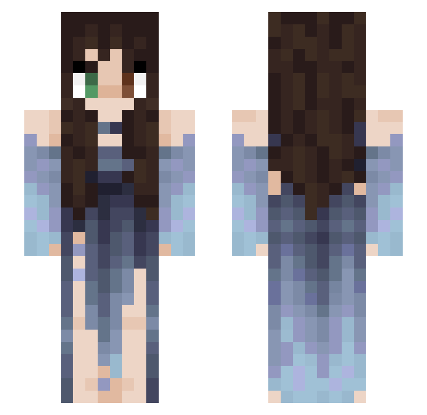 ZeeTheOtter Minecraft skin, front and back view