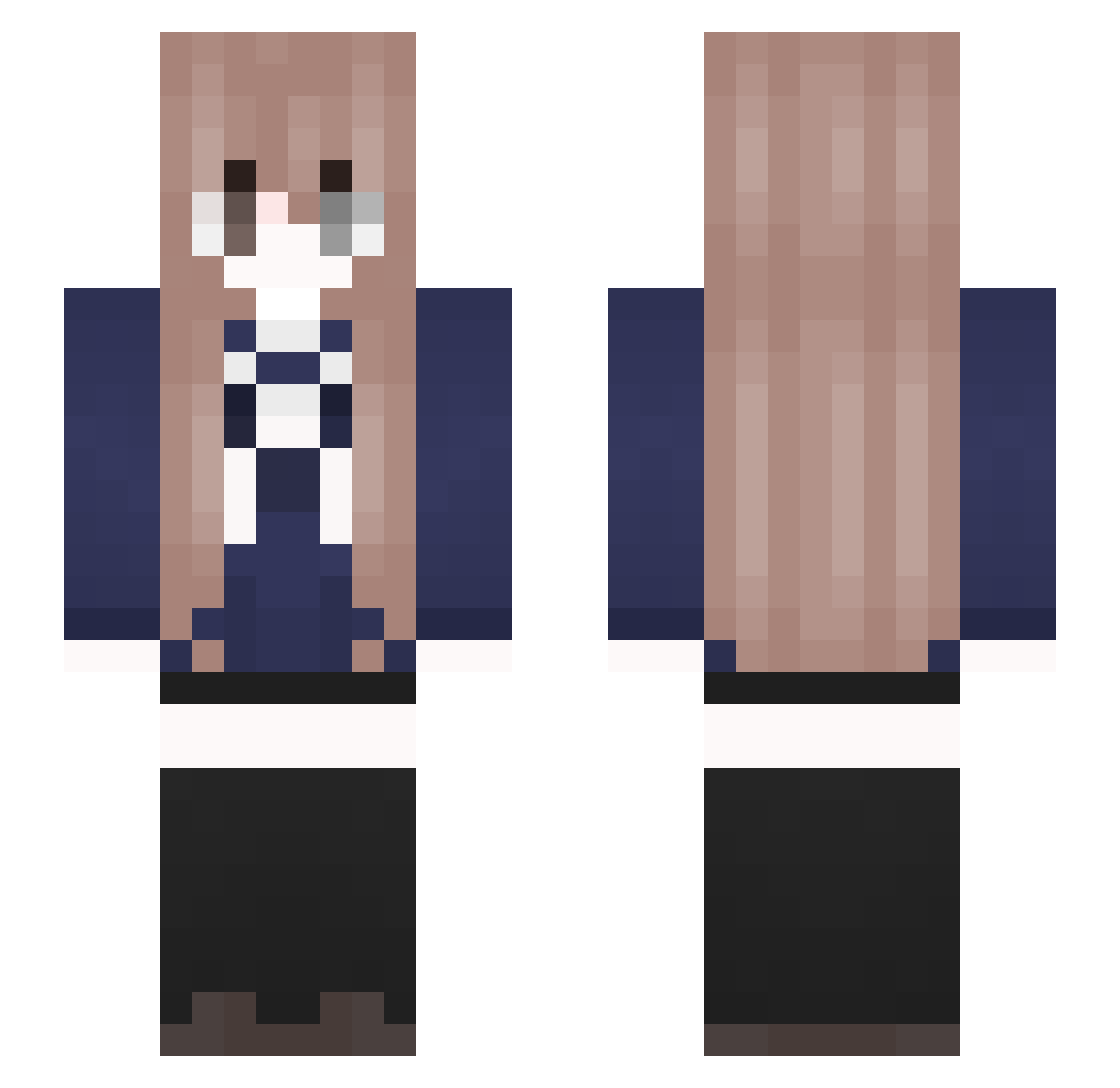 yyaas Minecraft skin, front and back view