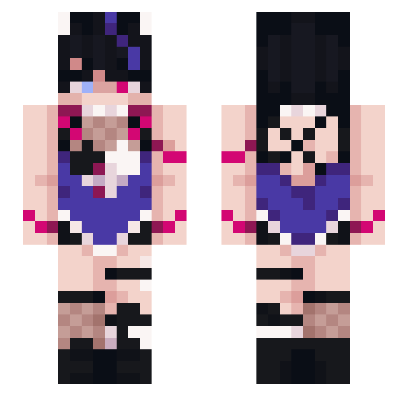 Aesteryiix Minecraft skin, front and back view