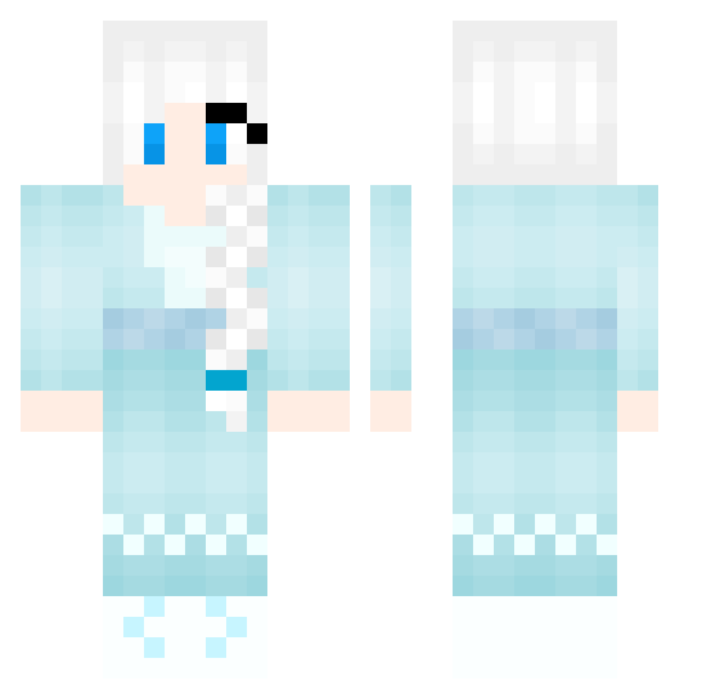 Sparklyheart Minecraft skin, front and back view