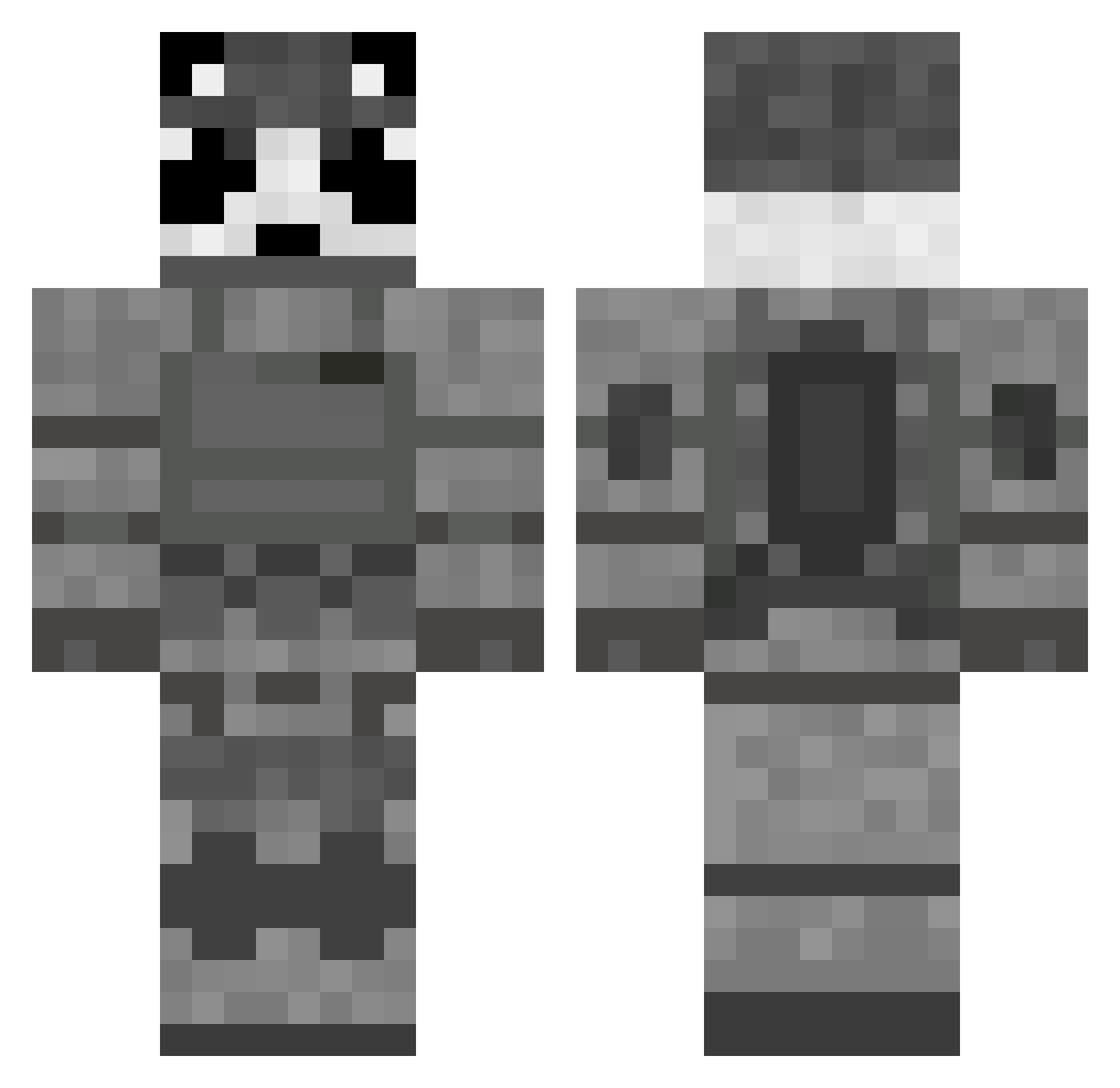 MrPanda0GMG Minecraft skin, front and back view