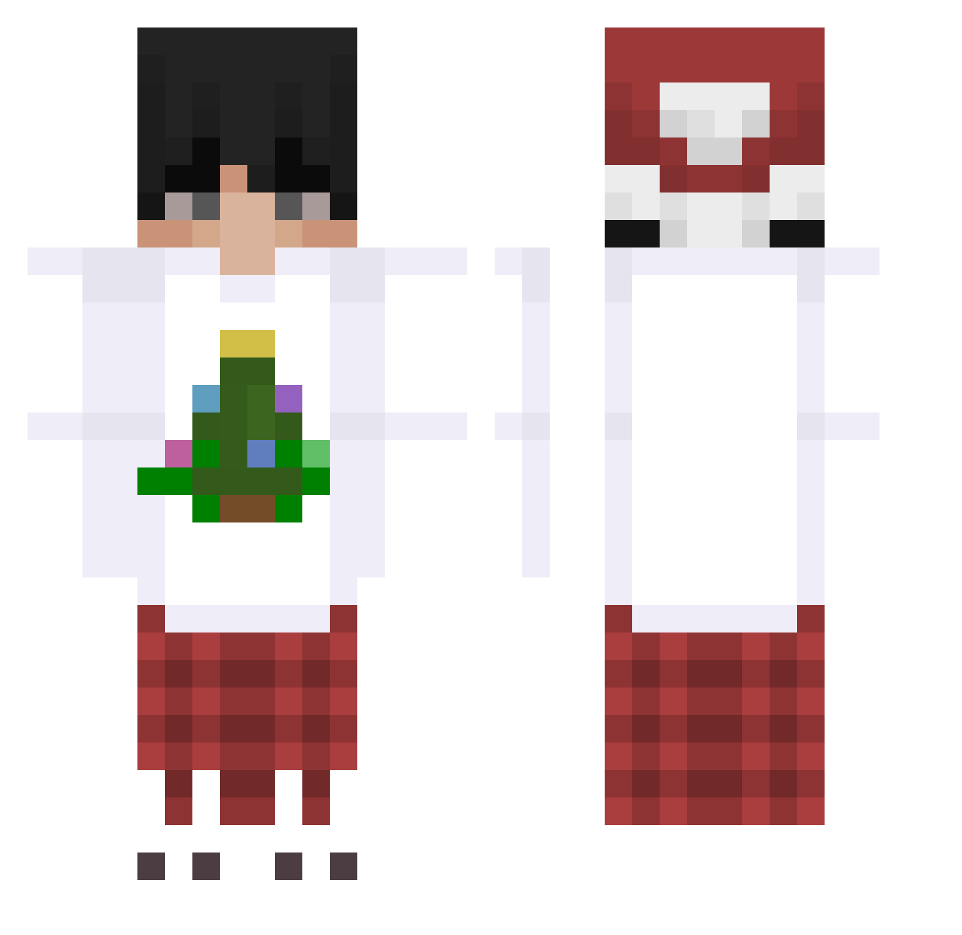 QQtree Minecraft skin, front and back view
