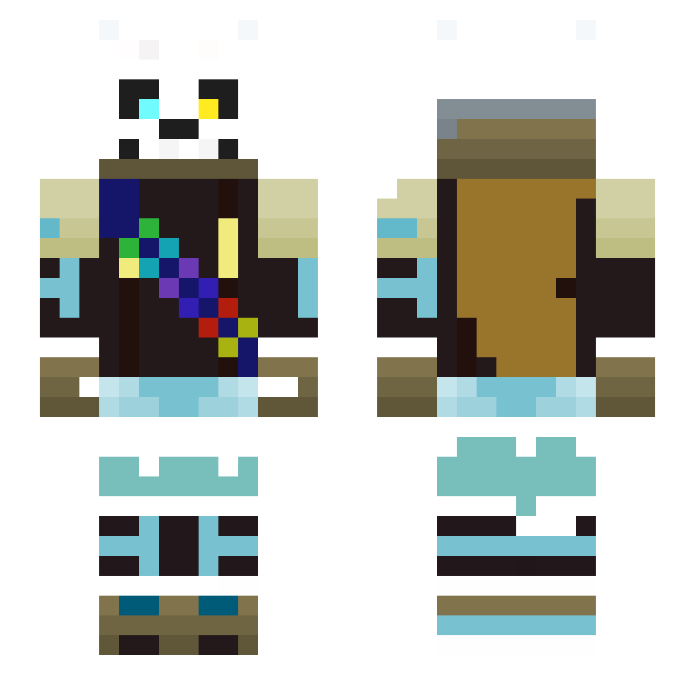 Araqualad Minecraft skin, front and back view