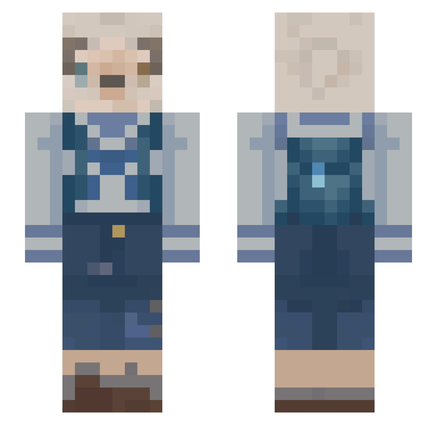 MugiRay Minecraft skin, front and back view