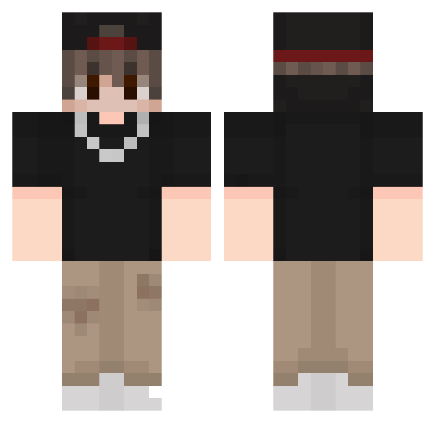 Pombi99 Minecraft skin, front and back view