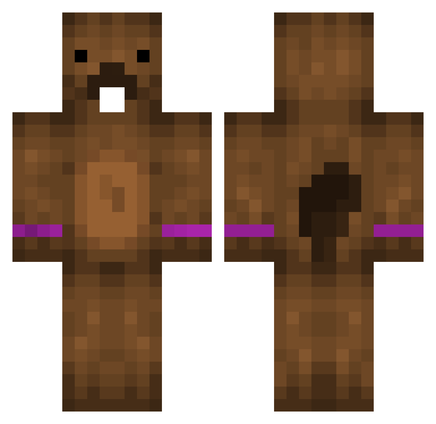 Bverz Minecraft skin, front and back view