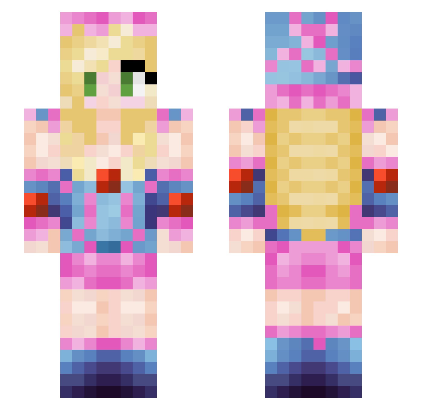 SaccharineRot Minecraft skin, front and back view