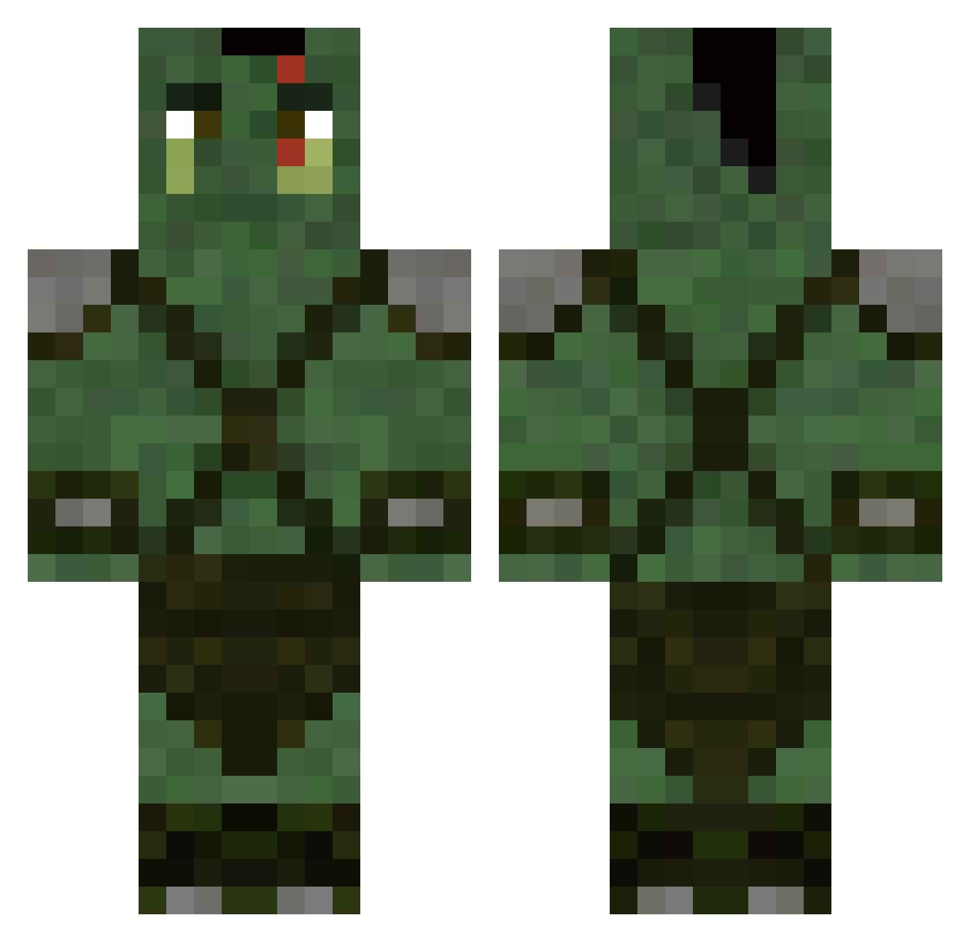 Tokeshimo Minecraft skin, front and back view