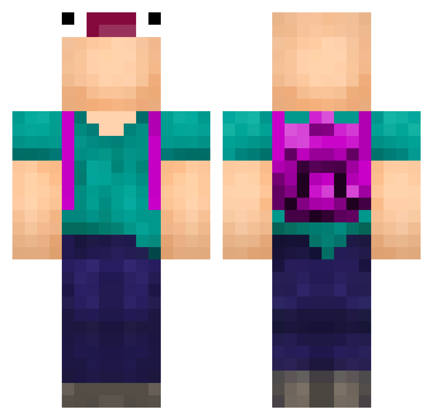Rualyele Minecraft skin, front and back view
