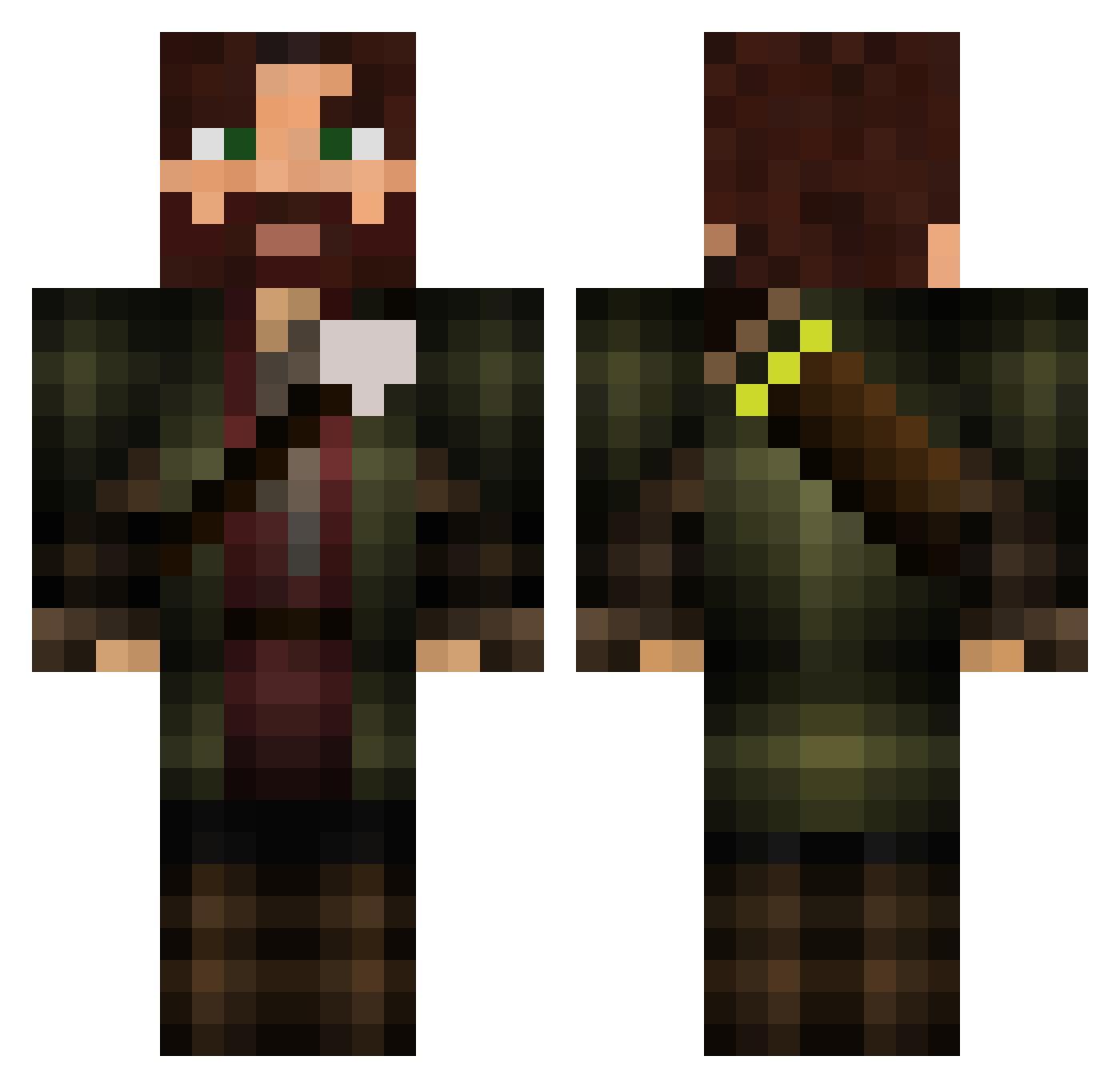 Aljeron Minecraft skin, front and back view