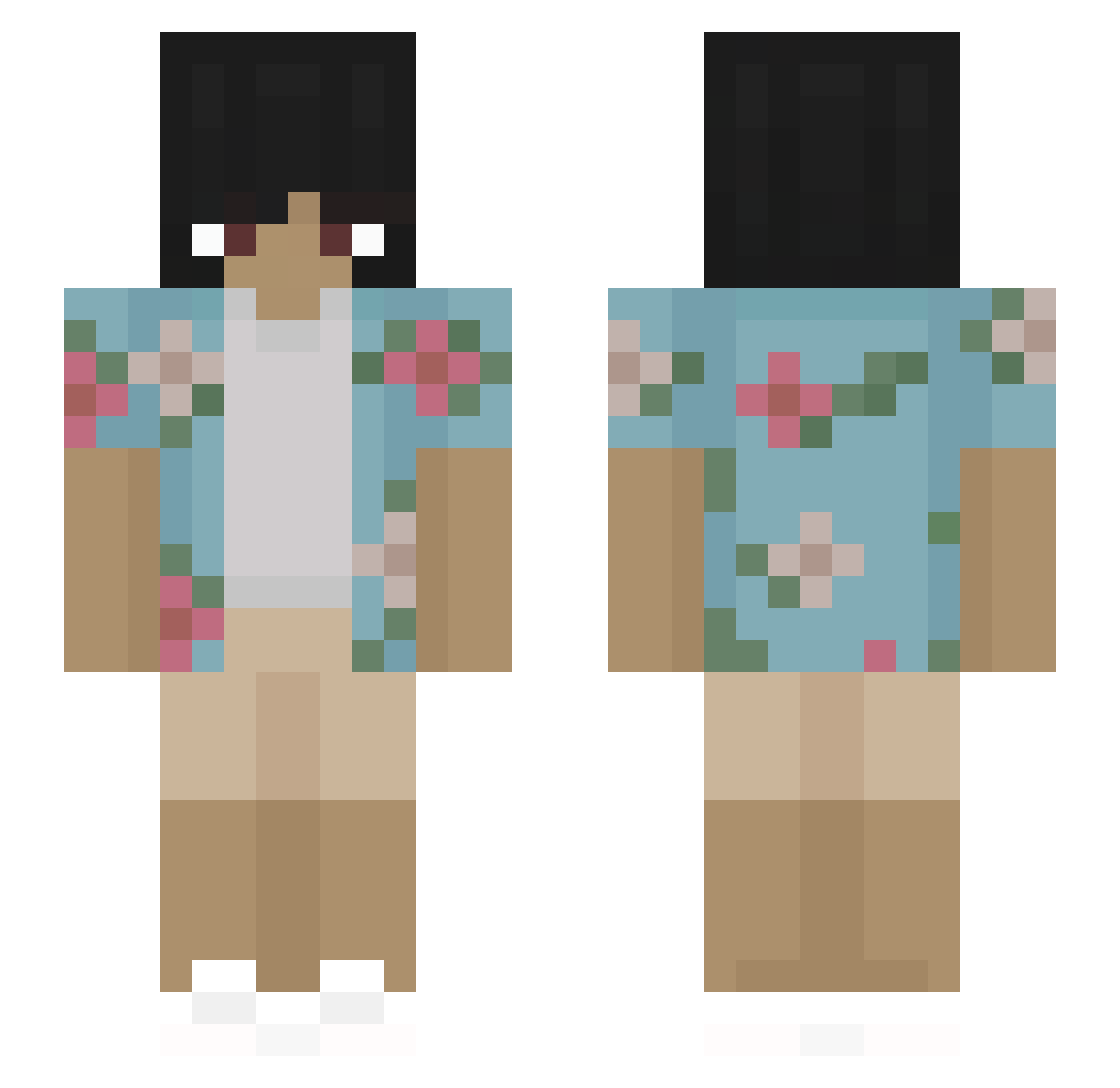 SoberHvnter Minecraft skin, front and back view