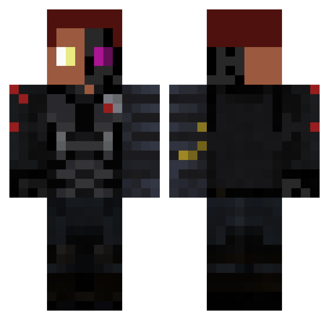 Unstability Minecraft skin, front and back view