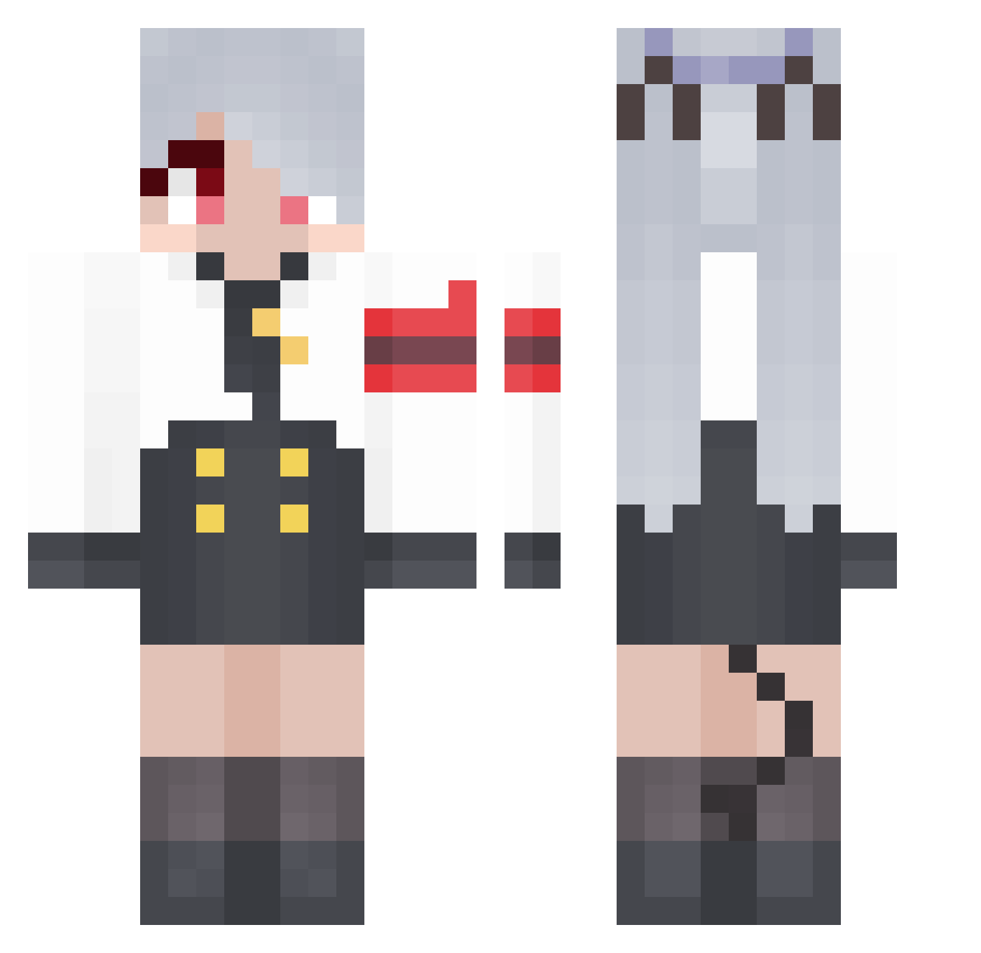 Zeaquadeath Minecraft skin, front and back view